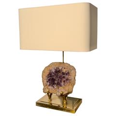 1970s Amethyst and Brass Lamp