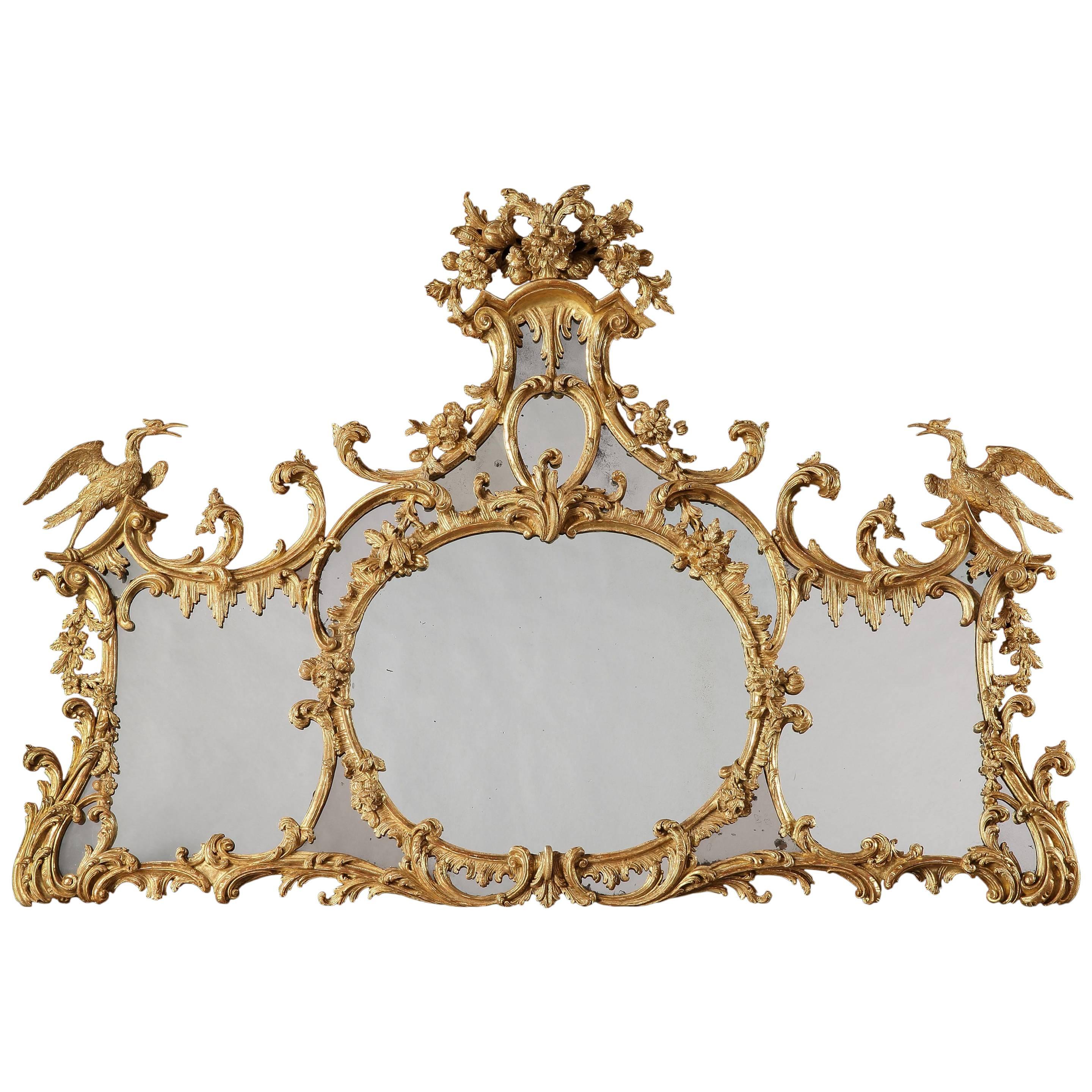 George III Giltwood Overmantel Mirror For Sale