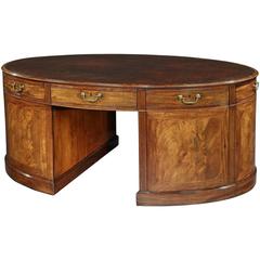 Rare George III Mahogany Oval Pedestal Desk 11