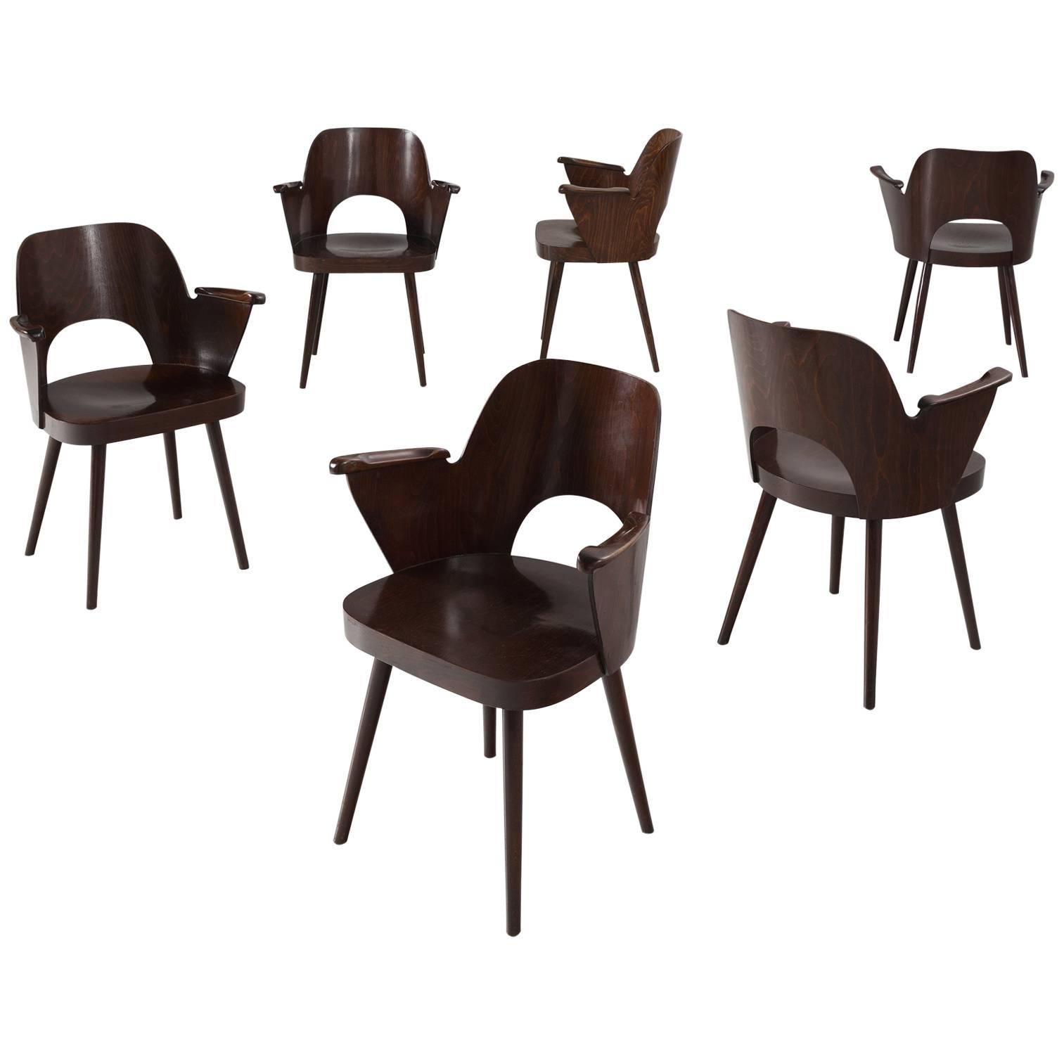 Oswald Haerdtl Set of Six Armchairs for Thonet