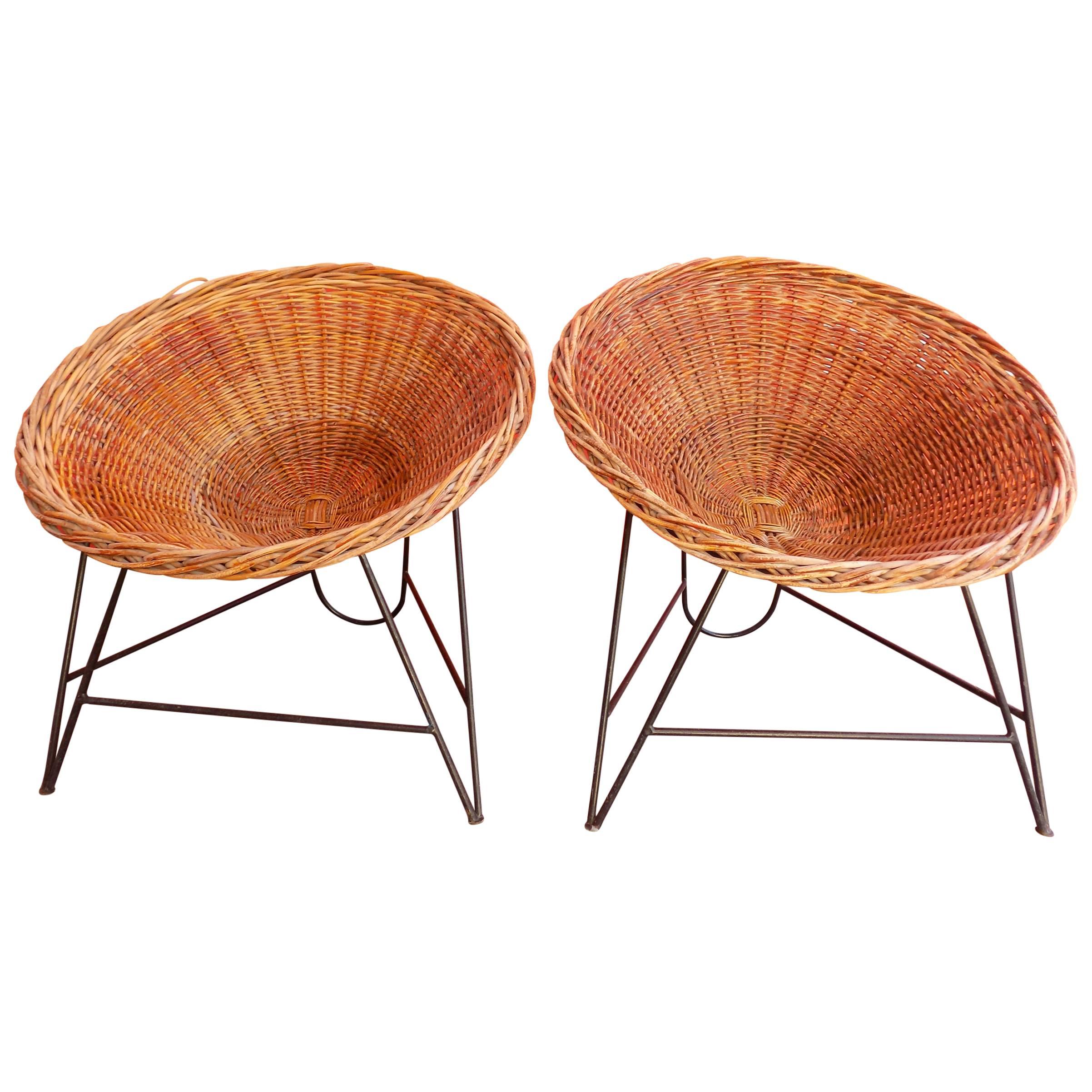 Pair of Wicker Armchair in the Taste of Janine Abraham For Sale