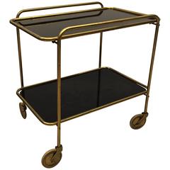 Italian Brass Bar Cart, Trolley from the 1960s