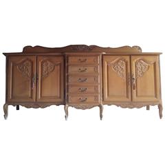 French Antique Style Sideboard Credenza Dresser Oak Carved Very Large