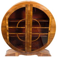 Vintage Art Deco Figured Walnut Display Cabinet, circa 1930