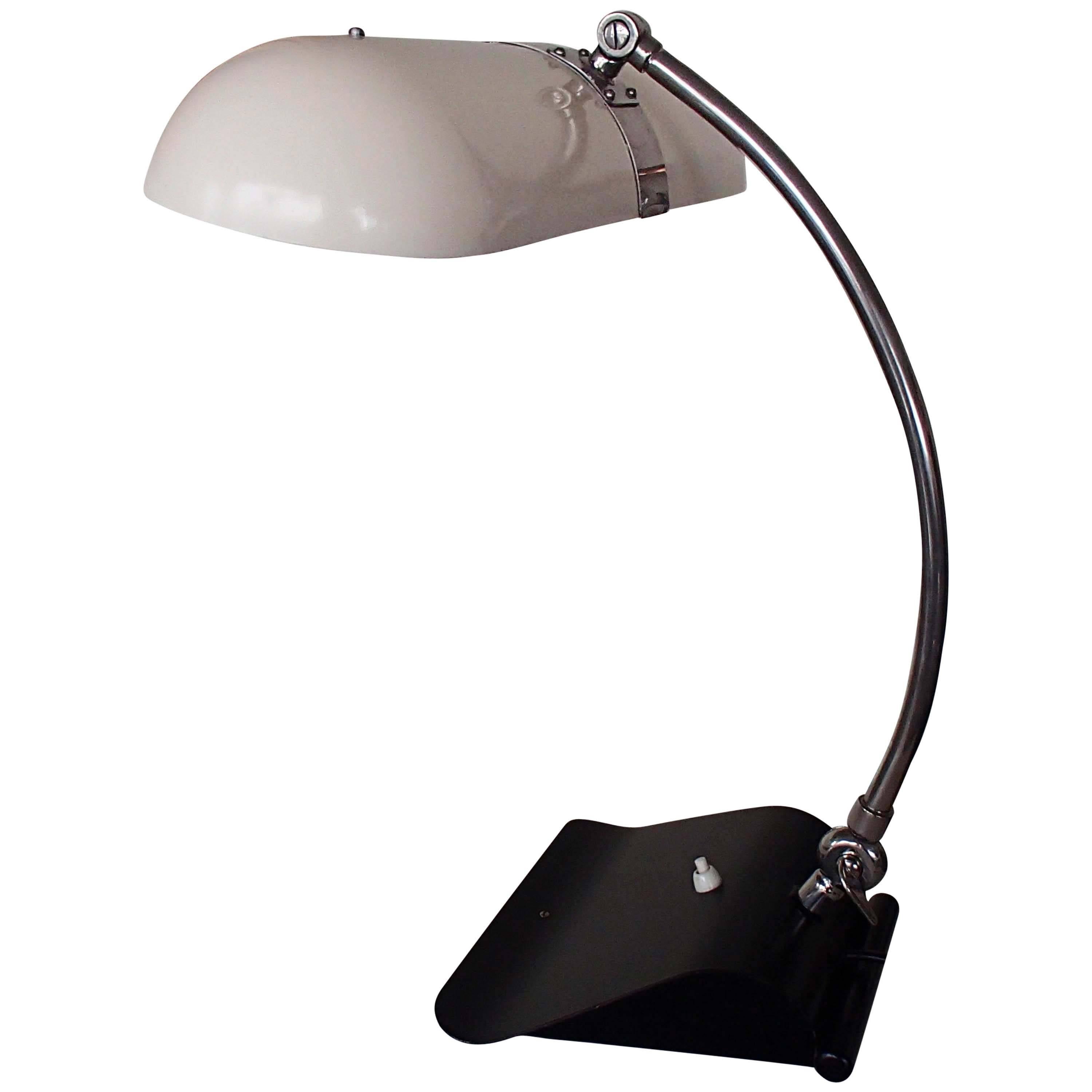 Big Bauhaus Black and White Neon Desk Lamp Chrome For Sale