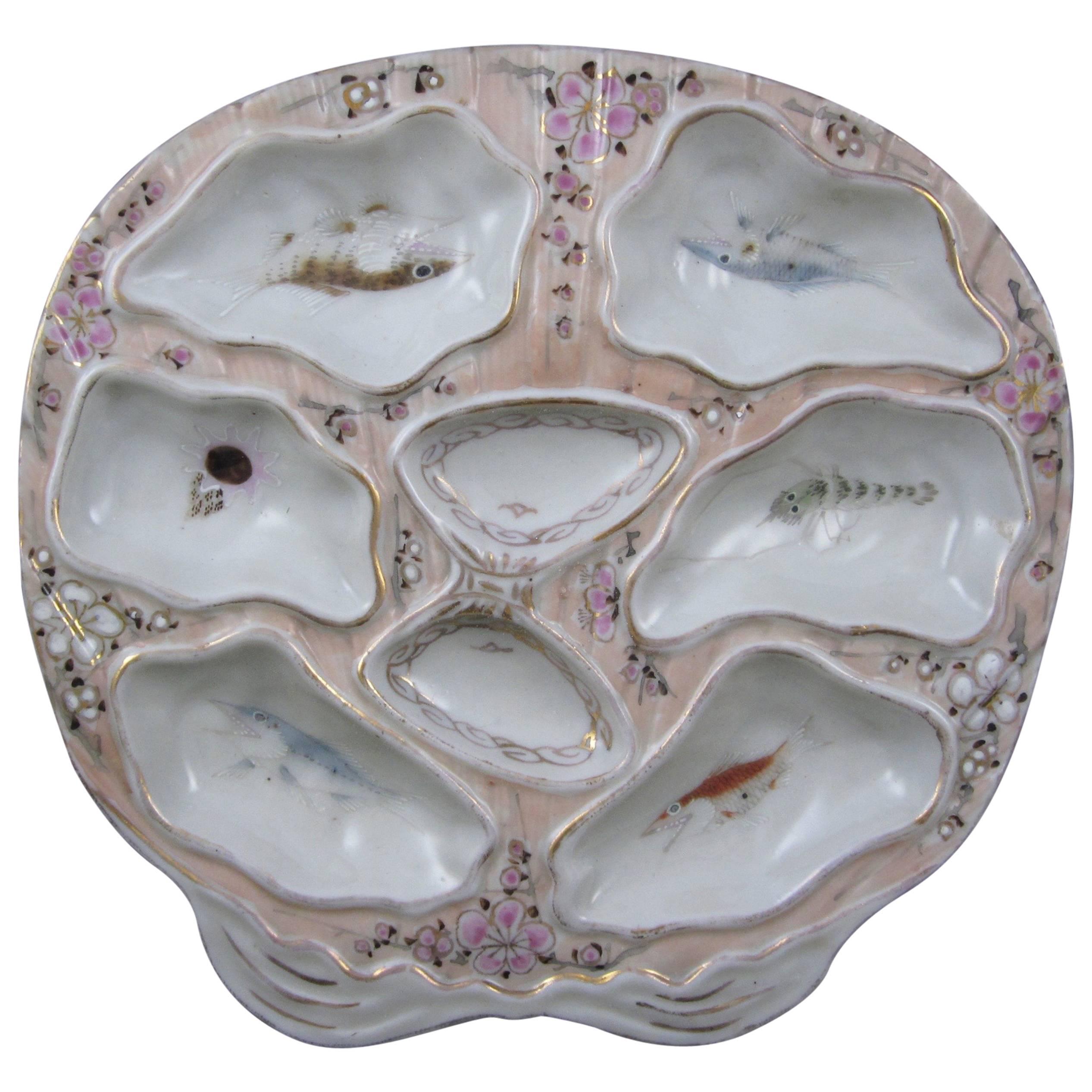 Shell Shaped French Porcelain Oceanic Oyster Plate