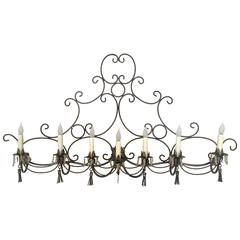 Long French Steel Six-Light Wall Sconce with Tassels and Glass Beads 12