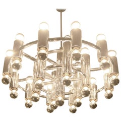 Extra Large Chrome-Plated Chandelier with 37-Light Fixtures