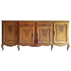 French Vintage Style Sideboard Credenza Dresser Oak Carved Very Large One