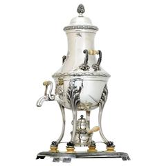 Antique Tetard Majestic French Sterling Silver Louis XVI Samovar / Hot Water Urn