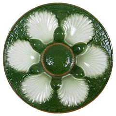 St. Clement French Majolica Pottery Basket Weave Oyster Plate