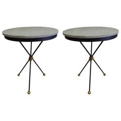 Pair Large French Modern Neoclassical End Tables in Style of Gilbert Poillerat 10