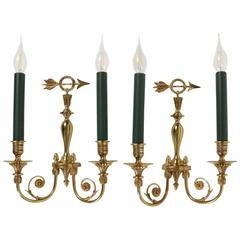 Pair of 20th Century Bronze Sconces with Two Arms 4