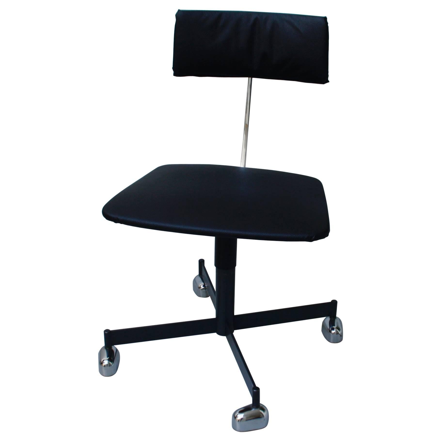 Danish Modern Kevi Adjustable Desk Chair Black Leatherette For Sale