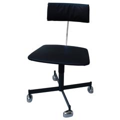 Danish Modern Kevi Adjustable Desk Chair Black Leatherette