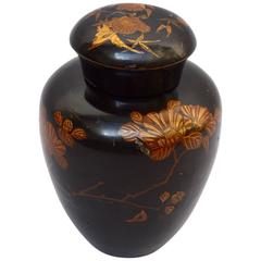 Antique 19th Century Japanese Lacquered Tea Urn Caddy