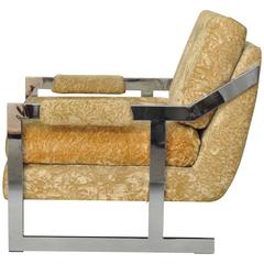 Mid-Century Modern Carsons Chrome Flat Bar Club Lounge Chair after Milo Baughman 4