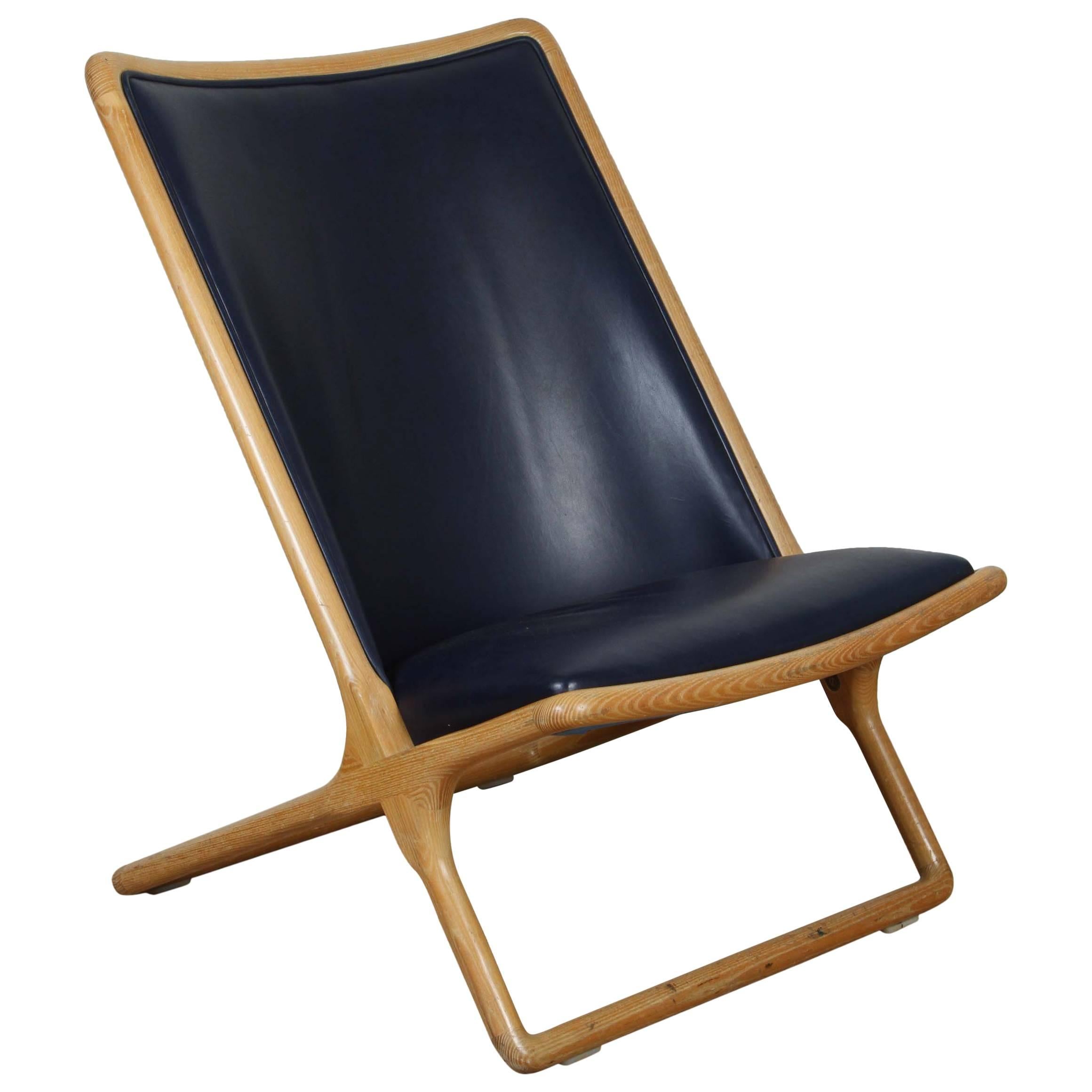 Ward Bennett Oak Framed Scissor Chair For Sale