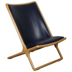 Ward Bennett Oak Framed Scissor Chair