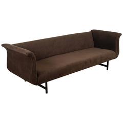Brown Sculptural Gondola Sofa in the Style of Harvey Probber