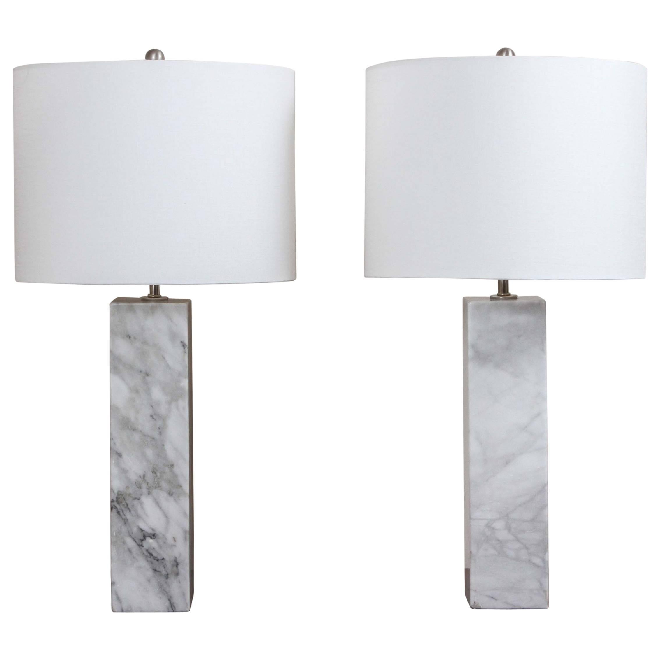 Pair of Carrera Marble Table Lamps