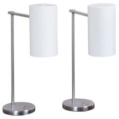 Walter Von Nessen Polished Steel Table Lamps