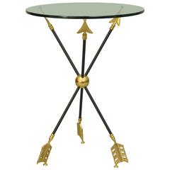 Neoclassical Style Black and Brass Arrow Base Accent Side Table