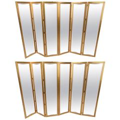 Pair of Mid-Century Modern Mirrored Three Panel Room Dividers 4