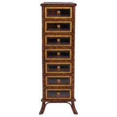 Midcentury Faux Bamboo and Tortoiseshell Seven-Drawer Chest