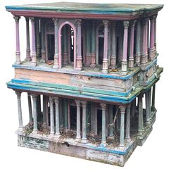 Antique Sculpted Polychrome Wood Dovecote Ancient House Design