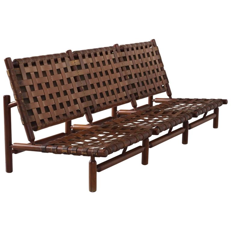 Ilmari Tapiovaara Rare Leather Strap Sofa For Sale at 1stDibs sofa
