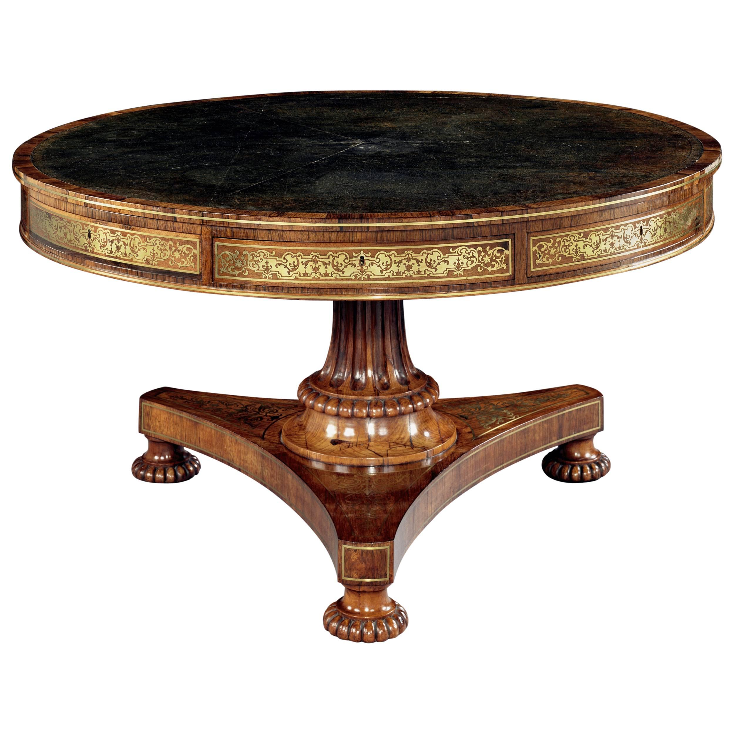 Important Regency Rosewood Drum Table For Sale