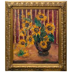 Vintage Allison Kibbe Oil on Canvas Vibrant and Harmonious "Sunflowers"