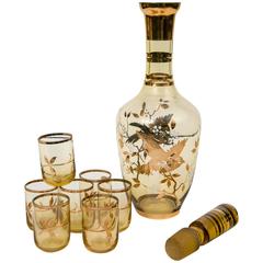 Fantastic  Bohemian '1930's' Hand-Painted and Gold Leaf Aperitif Set