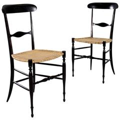 Pair of Ebonized Chiavari Side Chairs