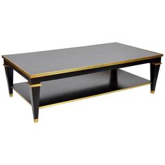 Maison Jansen Style Ebonized Bronze Trimmed Two-Tiered Coffee Table