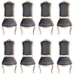 Set of Eight Louis XV Style Painted Dining Chairs