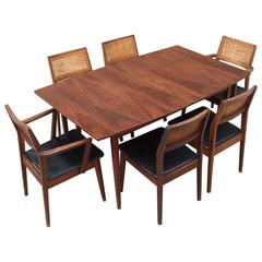 Retro Late 1950s Classic American Modernist Solid Walnut Hibriten Dining Set