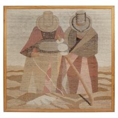 Large Woolwork Depicting Two South American 'Chulas' Tilling a Field