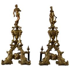 Pair of Large 19th Century Italian Figural Andirons