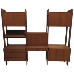 Wonderful Danish Modern Three-Bay Teak Wall Unit Mid-Century Two-Sided 8