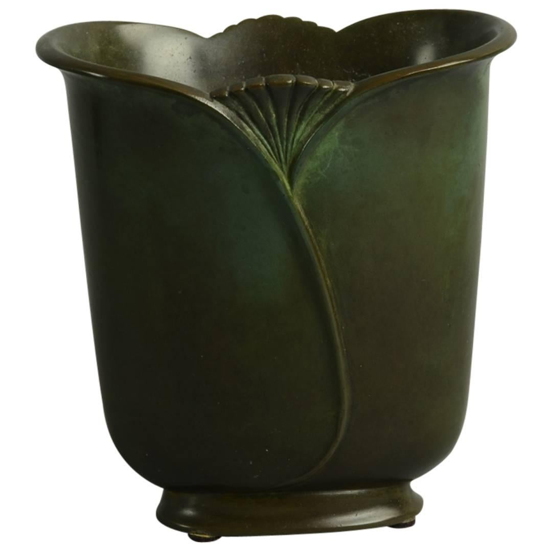 Art Nouveau Bronze Vase by Just Anderson for GAB, Sweden, 1930s For Sale