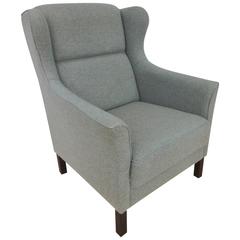 Mid-Century Vintage Danish Woolen Wingback Lounge Chair, 1960s
