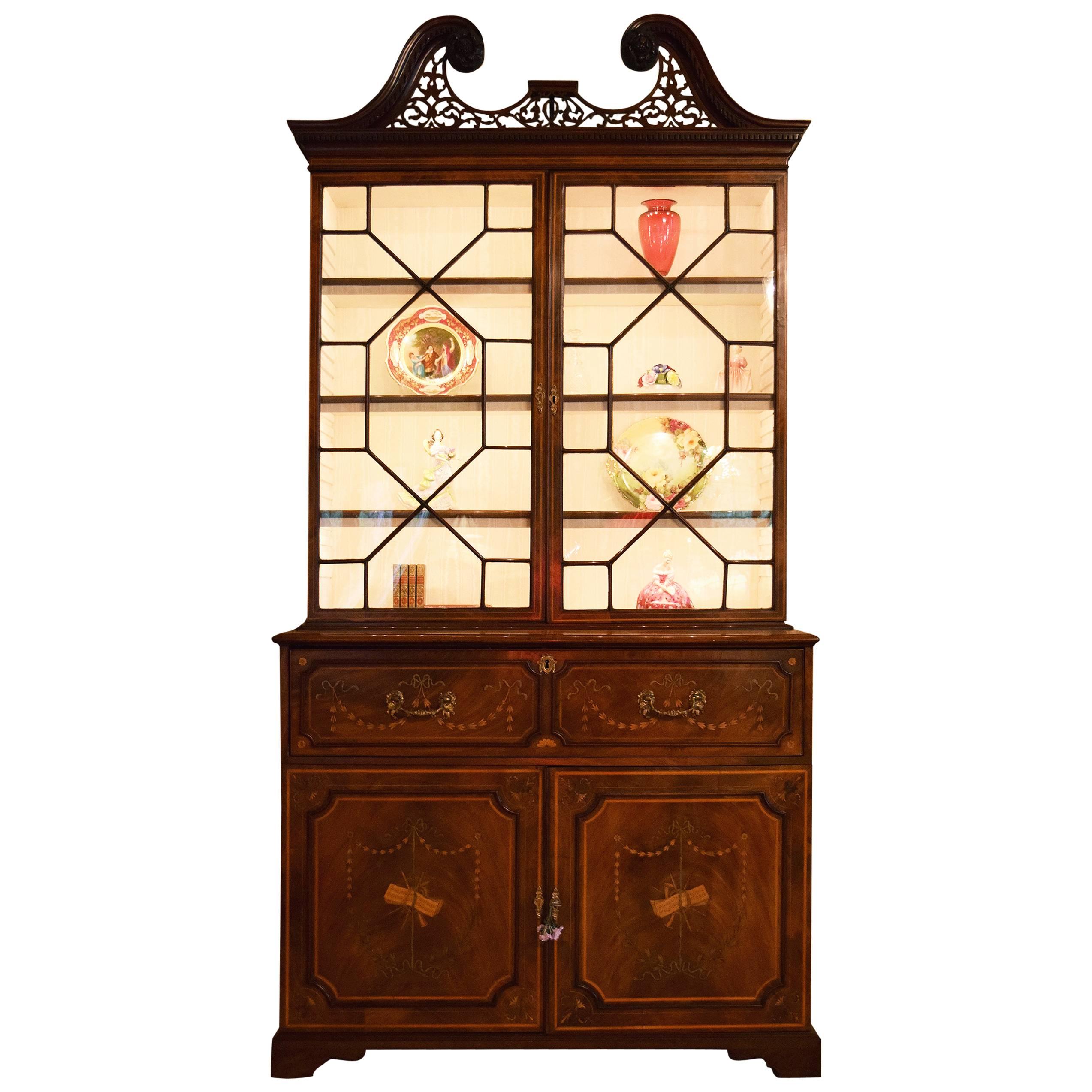 18th Century George III Secretary Bookcase For Sale