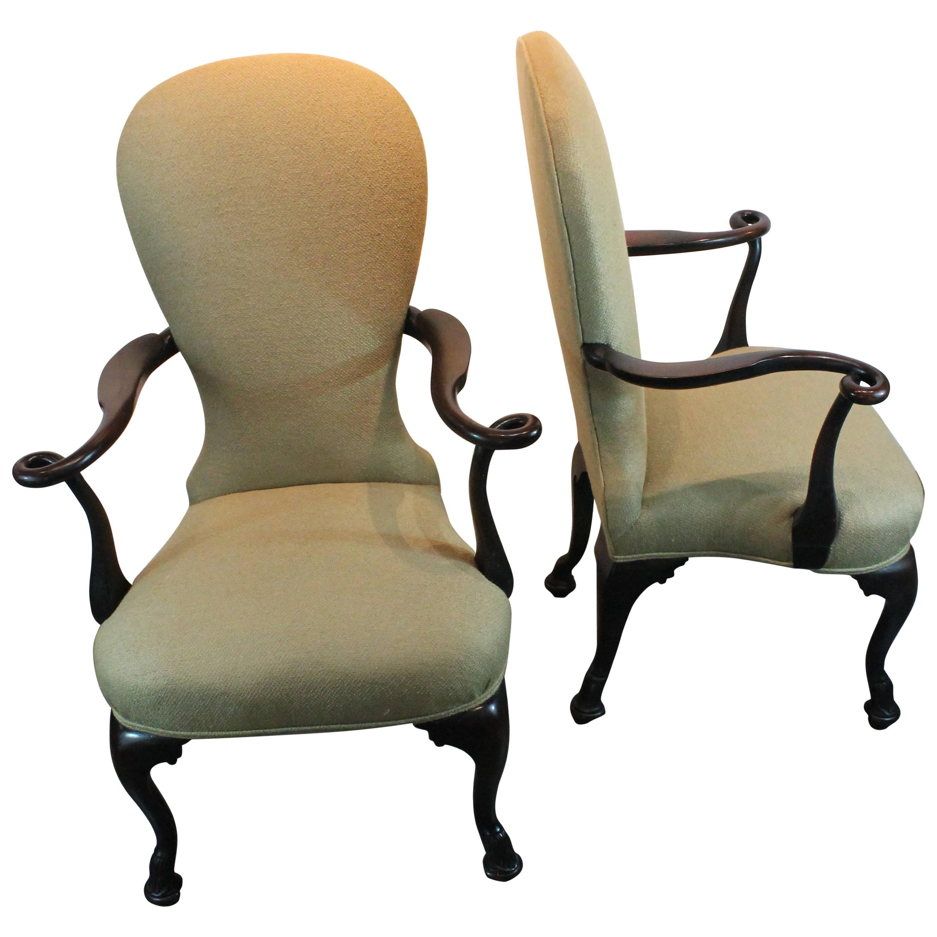 Pair of 19th Century Remarkable Carved Loop Armchairs