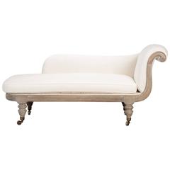 French Chaise Longue with Bleached Wood Frame
