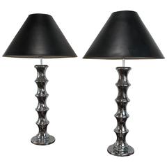 Pair of Sonneman Chrome Lamps