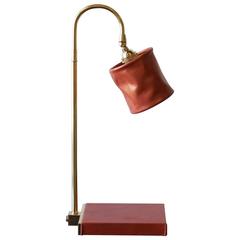 Series 01 Desk Lamp in Gochujang by Adam Otlewski in Leather & Unlacquered Brass 3