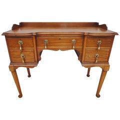 Antique French Walnut Ladies Writing Desk with Five Drawers