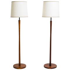 Pair of Danish Modern Teak Floor Lamps